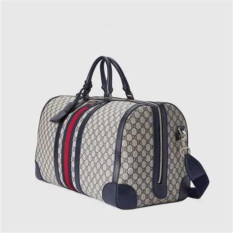 borsa da viaggio in pelle signature blu gucci|Borse da viaggio GUCCI da Donna .